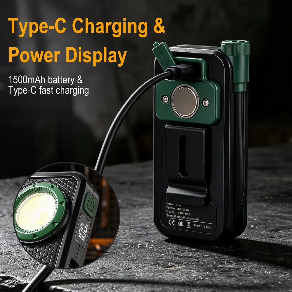 BORUiT 800LM COB LED Work Light – Magnetic, Rechargeable Portable Work Light Qst