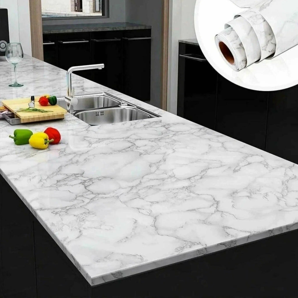 PVC Marble Peel & Stick Wall Sticker – Waterproof, Mold Resistant Peel & Stick Wallpaper Qme