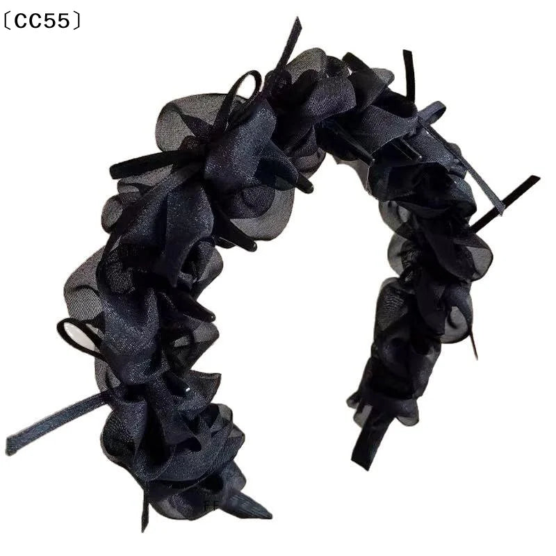 Sweet Mesh Bow Headband – Retro High Crown Comb Hair Clip Hair Bow Headband Qst