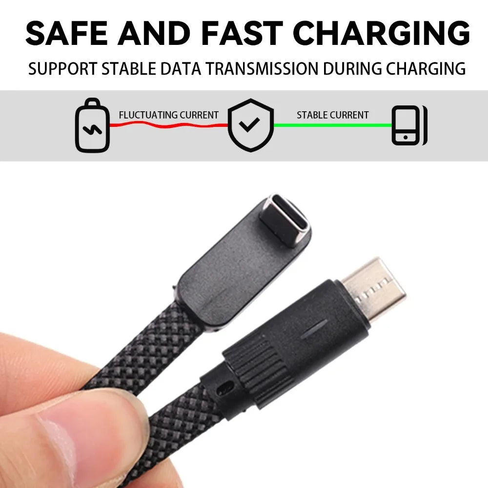 100W USB-C to USB-C 90° Braided Fast Charging Cable 6A PD USB-C Charging Cable Qme