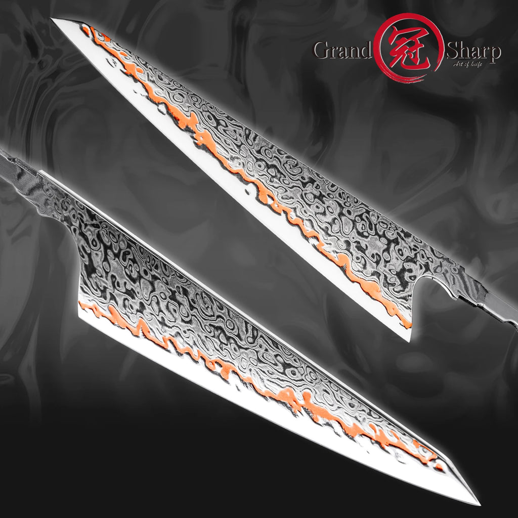 Grandsharp 55-Layer Copper Damascus DIY Knife Making Blade DIY Knife Blade Qst