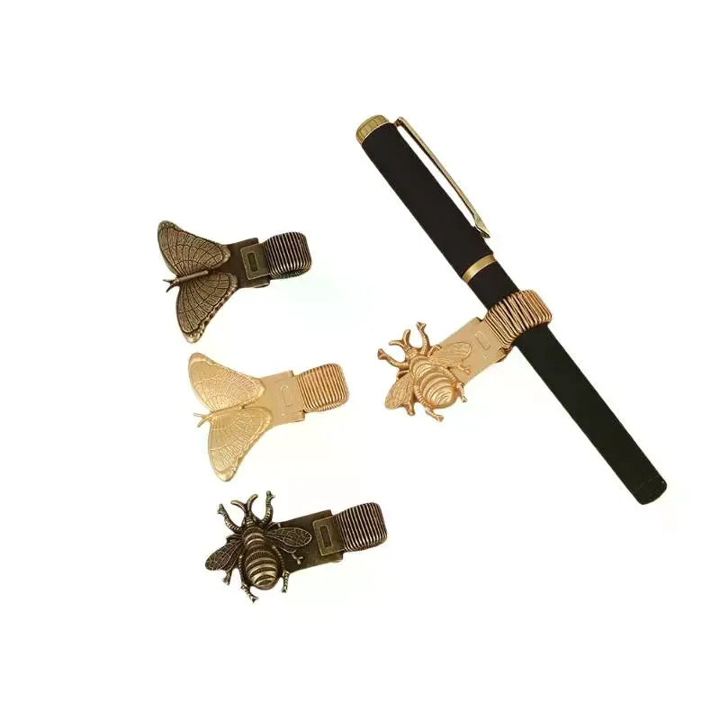 Retro Insect Metal Pen Clip – Spring-Loaded Notebook Holder Metal Pen Clip Qme