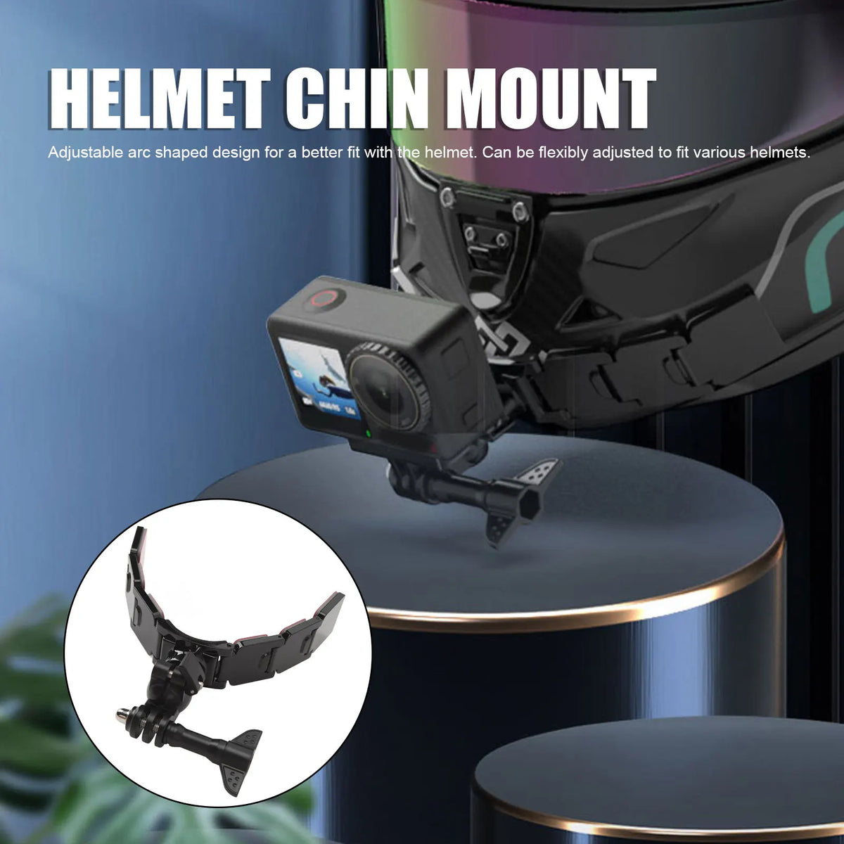 Motorcycle Helmet Chin Mount – 360° Action Camera Holder Helmet Camera Mount Qst