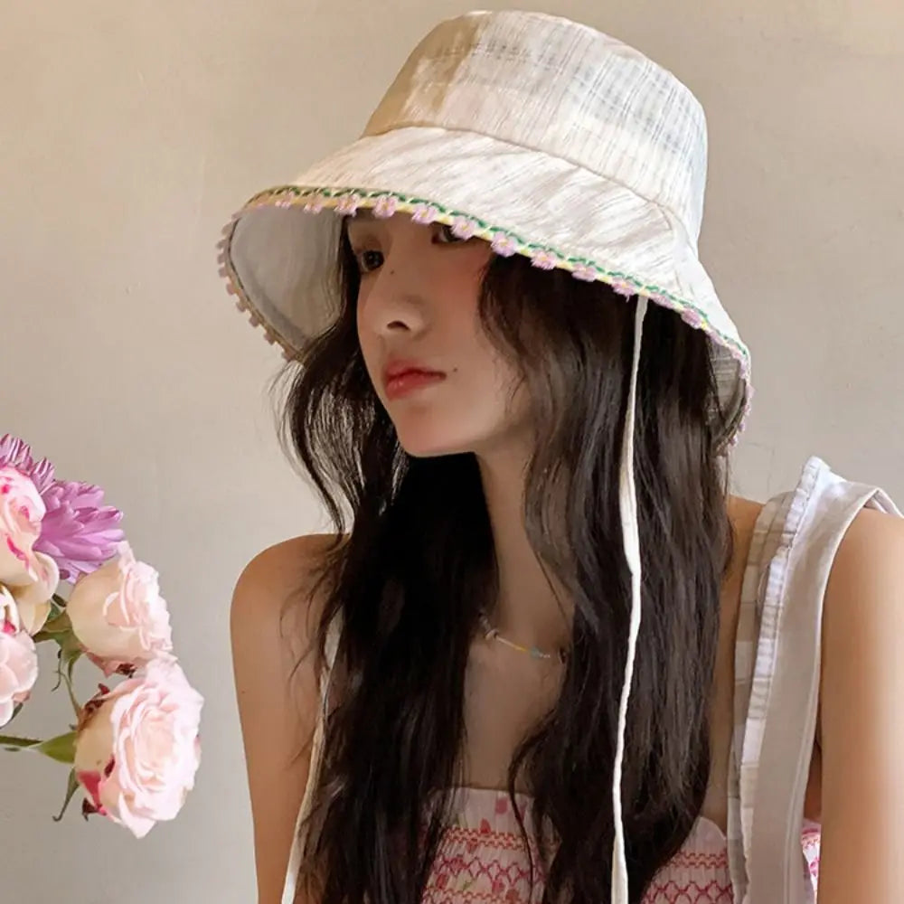 Women's Lace-Up Fisherman Bucket Hat – Plaid Summer Sun Hat Bucket Sun Hat Qme