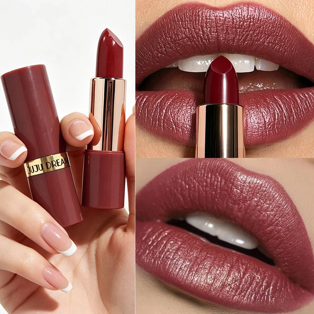 JUJU DREAM Rose Gold Metallic Shimmer Lipstick – Glitter Metallic Shimmer Lipstick Qme