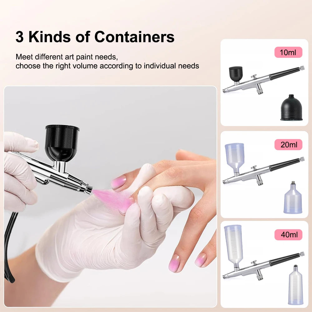 Peicon Mini Airbrush Kit with Compressor – Nail Art & Makeup Airbrush Kit Qst