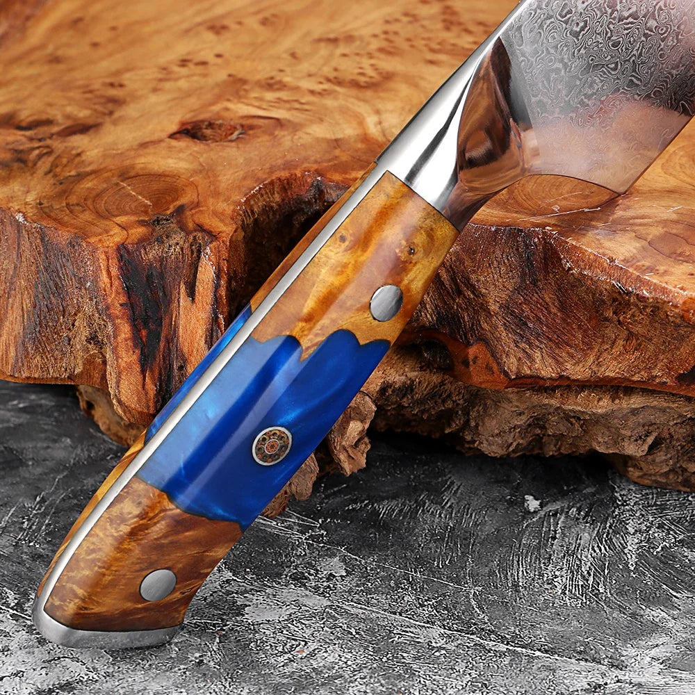 7" Nakiri Knife – Japanese Damascus Steel & Wood Handle Nakiri Chef Knife Qst