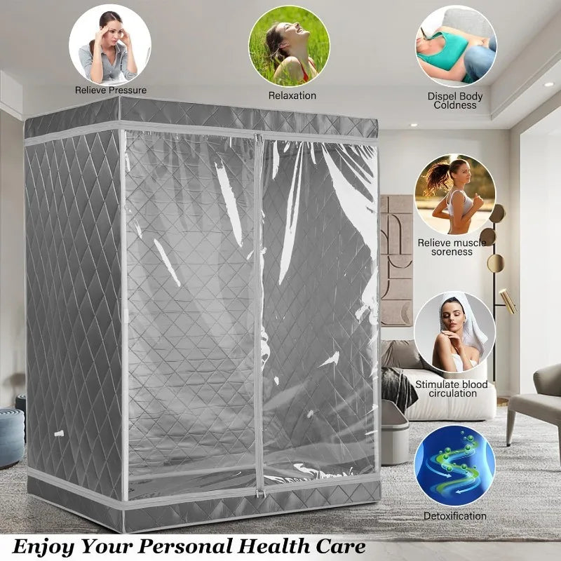 1-2 Person Portable Steam Sauna Tent with 4L Steamer – Home Spa Steam Sauna Tent Qst
