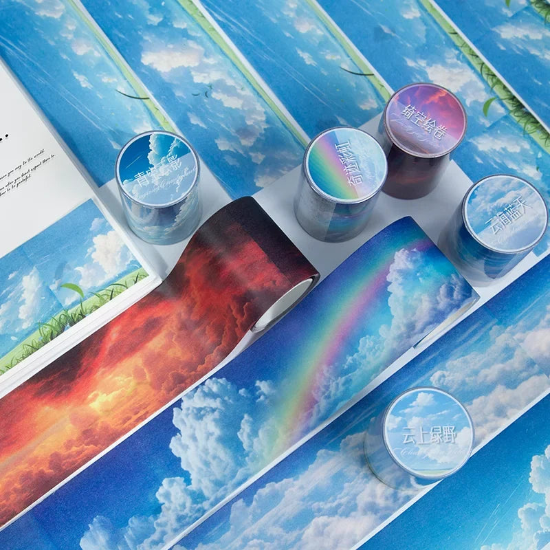 Colorful Clouds Washi Tape 50mm x 2m – DIY Scrapbook Planner Decorative Washi Tape Qme