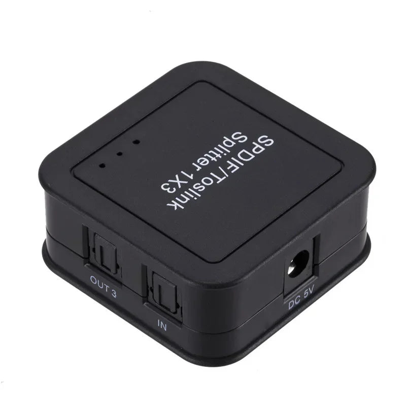 3-Way Digital Optical Audio Splitter SPDIF TOSLINK Hub Optical Audio Splitter Qme
