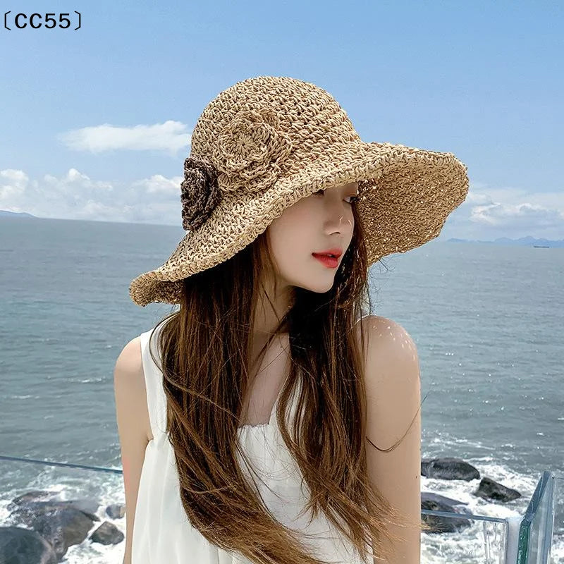 Women's Foldable Wide Brim Straw Sun Hat – UV Protection Straw Sun Hat Qst