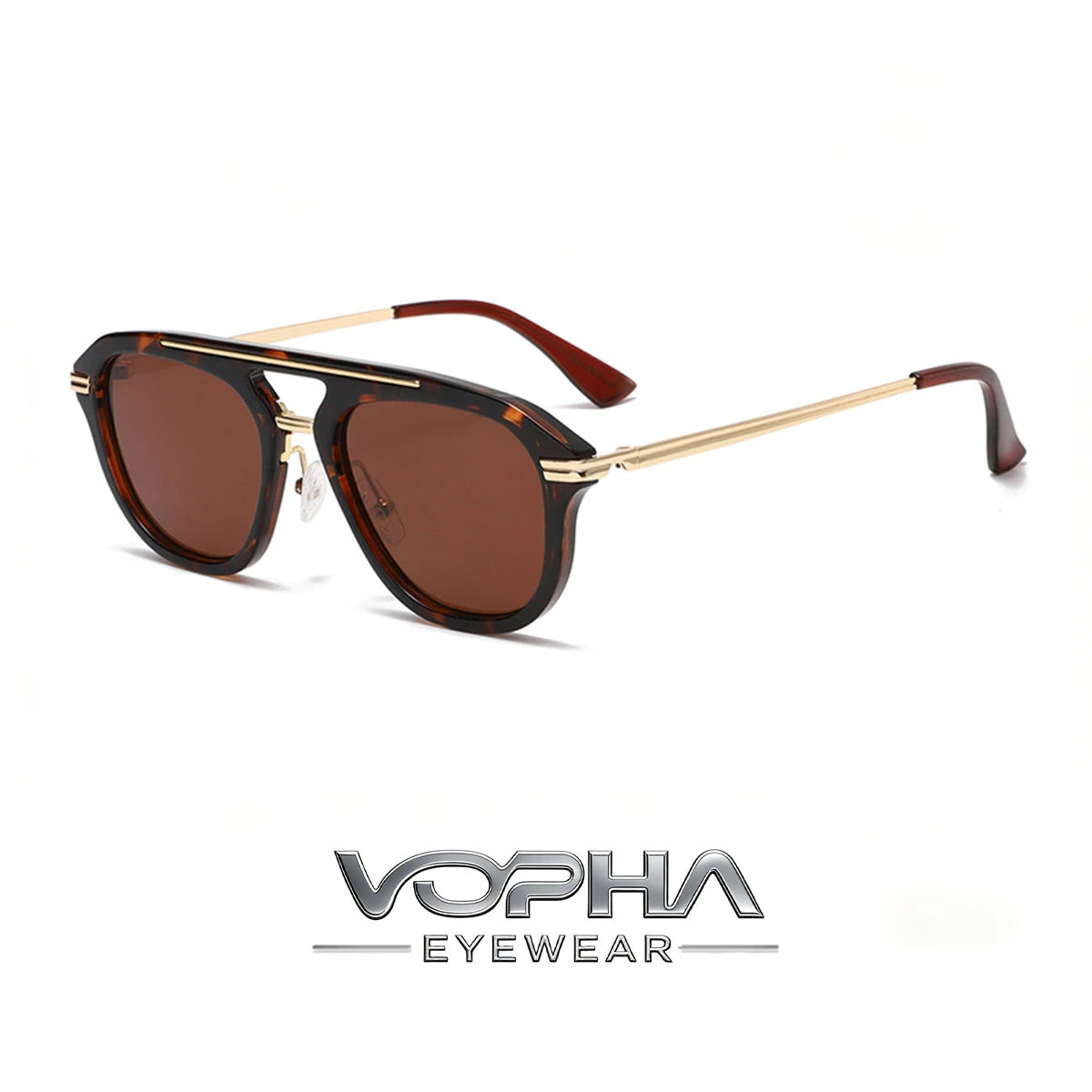VOPHA Gold Oversized Aviator Sunglasses – UV400 Unisex Retro Aviator Sunglasses Qst Brown
