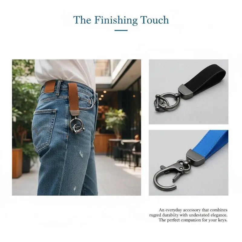 Leather Suede Car Keychain – Metal Pendant Ornament Ring Leather Keychain Qme