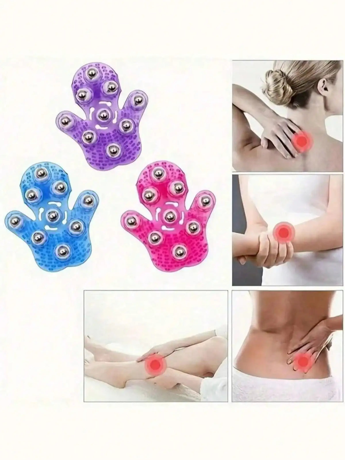 360 Rotating Silicone Body Massager with 9 Steel Balls Handheld Body Massager Qme