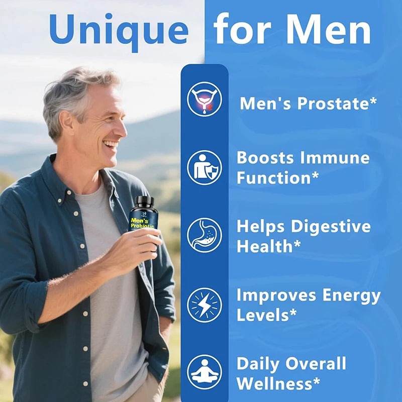 Yimiduk Men's Probiotic 120 Capsules – Gut & Digestive Support Probiotic Supplement Qst