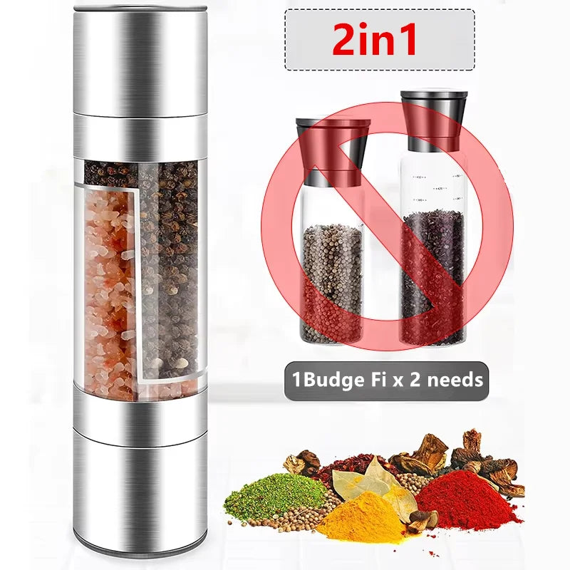 Manual Stainless Steel Salt & Pepper Grinder Mill – Adjustable Spice Grinder Mill Qme
