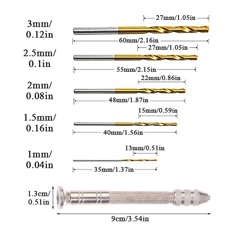 Precision Pin Vise Hand Drill with Twist Bits – Hobby DIY Pin Vise Hand Drill Qme
