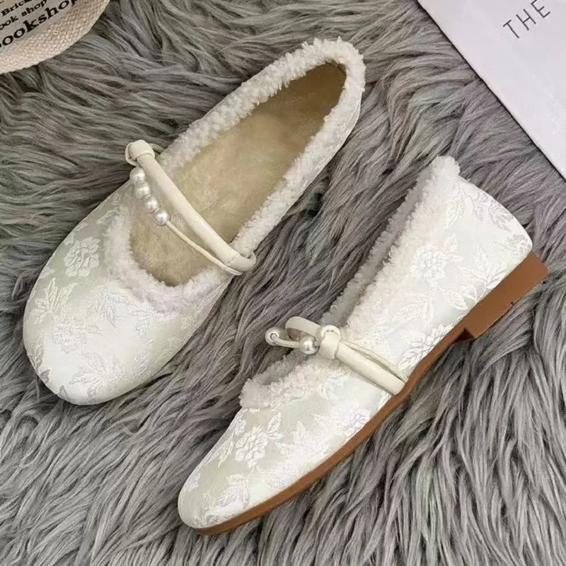 Women's Slip-On Flats – French Retro Round Toe Leather Shoes Women's Flat Shoes Qst