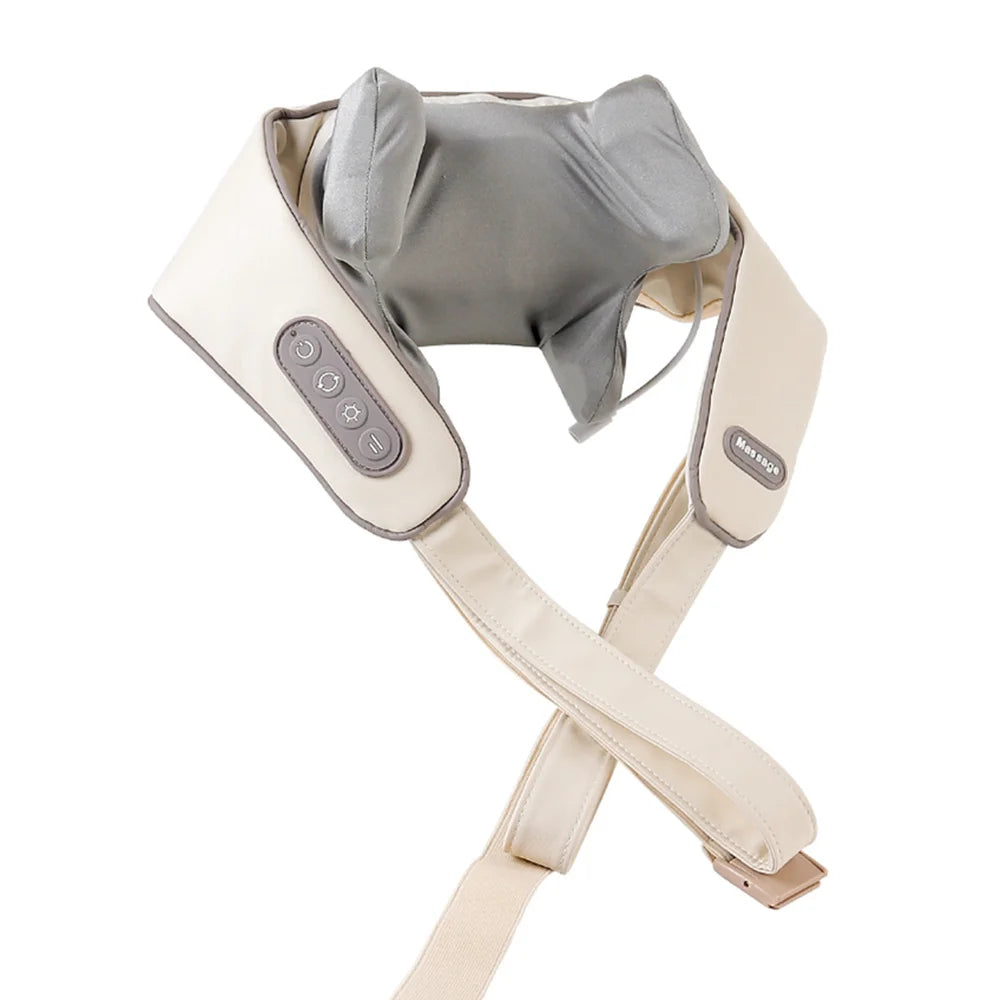 Foreverlily Wireless Neck & Shoulder Kneading Massage Shawl Neck Shoulder Massager Qst WHITE