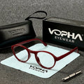 VOPHA Foldable Round Reading Glasses +1.0–+3.0 Blue Light Reading Glasses Qst 100 Red