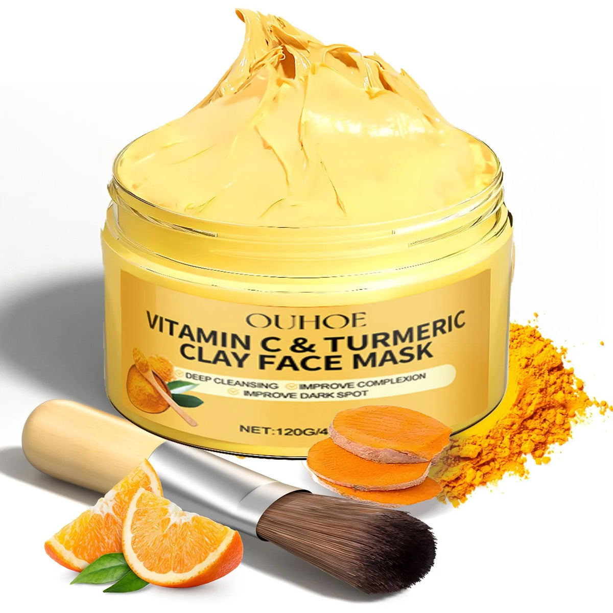 Turmeric Vitamin C Clay Mask – Brighten, Cleanse & Hydrate Clay Face Mask Qst 120g box