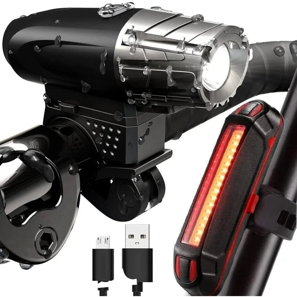 Waterproof LED Bike Light Set – USB Rechargeable Front & Taillight Bike Light Set Qme