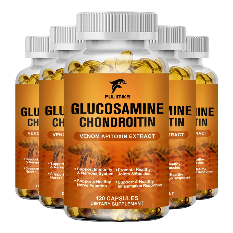 Glucosamine Chondroitin + Vitamin C Capsules | Joint Supplement Joint Health Supplement Qst 5 Bottles 120pcs