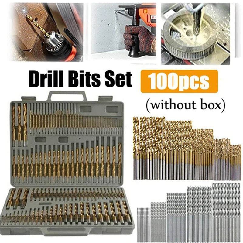 50-Piece Titanium Coated HSS Drill Bit Set – Wood & Metal HSS Drill Bit Set Qme