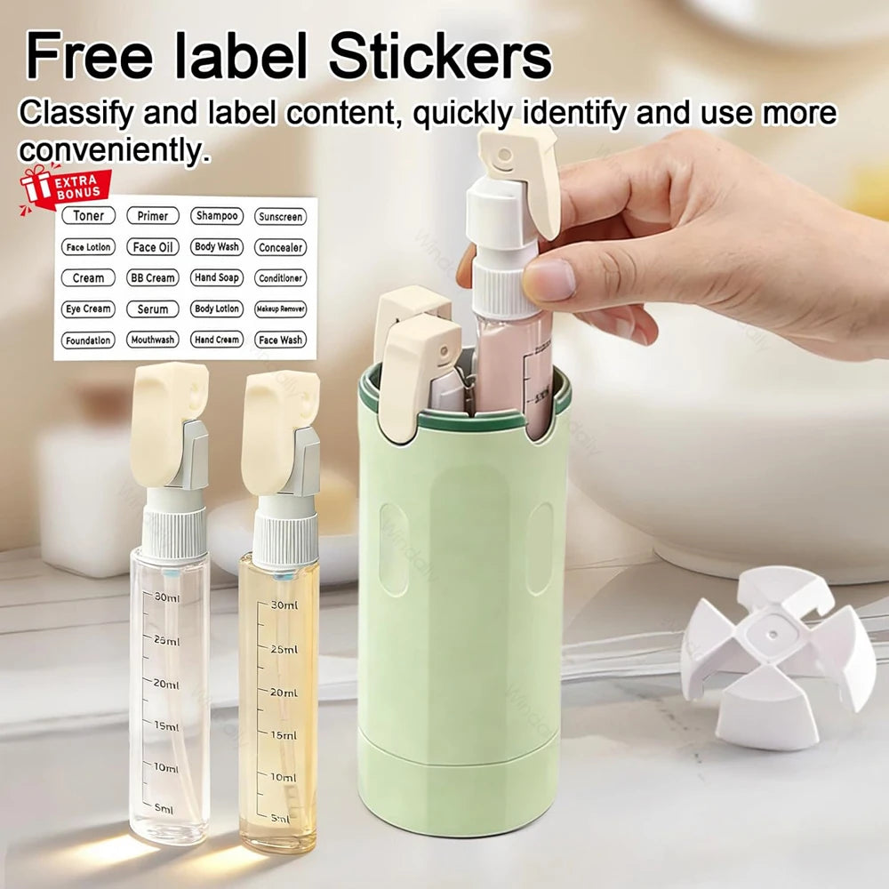 4-in-1 Leak-Proof Travel Dispenser Bottles 30ml – Portable Set Travel Dispenser Set Qst