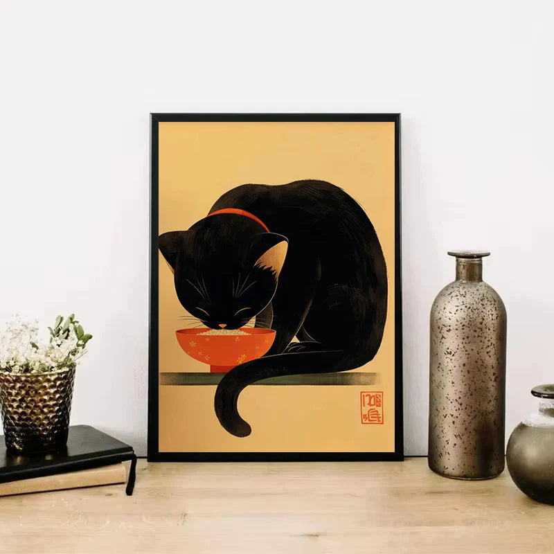 Japanese Sushi Chef Cat Canvas Print – Kitchen Wall Art Decor Canvas Wall Art Qst
