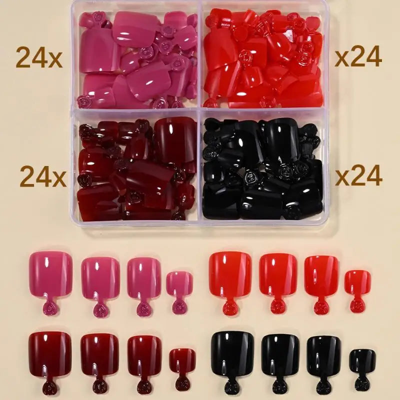 Short Square Full Cover False Toenails 96 Pcs | Qme False Toenail Tips Qme 6