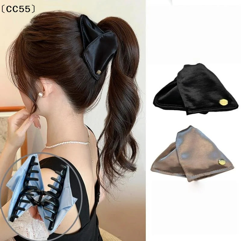 French Fabric Shell Triangle Shark Clip Hair Accessory Hair Clip Qst