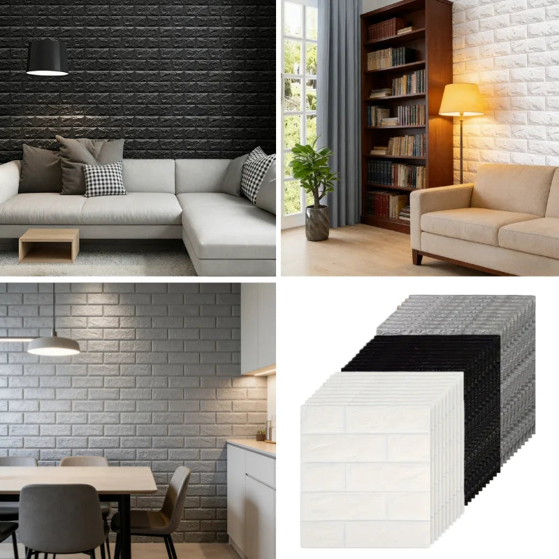 3D Brick Foam Wallpaper – Self Adhesive Waterproof Wall Panels 3D Wall Panels Qme