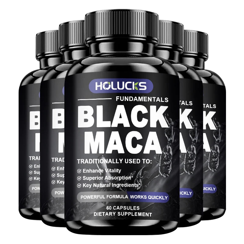 HOLUCKS Organic Black Maca Capsules – Energy & Vitality (120ct) Maca Supplement Qst 5 BOX 60pcs Hot Sale
