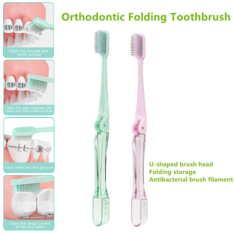 Silver Ion Folding Orthodontic Toothbrush – U-Shape Soft Bristle Orthodontic Toothbrush Qst