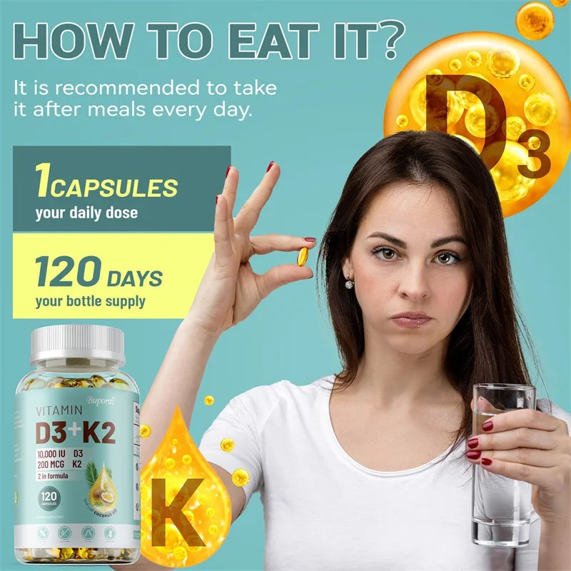 Vitamin D3 & K2 Supplement – Bone, Heart & Immune Support Vitamin Supplement Qst