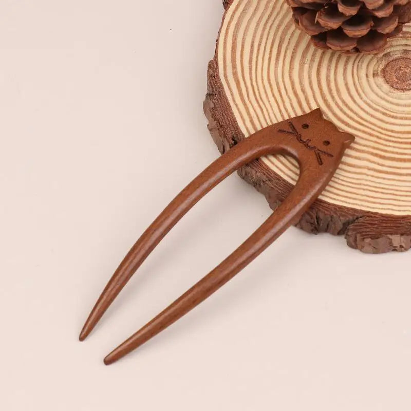 Wooden U-Shape Hair Stick Fork – Chinese Style Hairpin Hair Fork Hairpin Qst 08