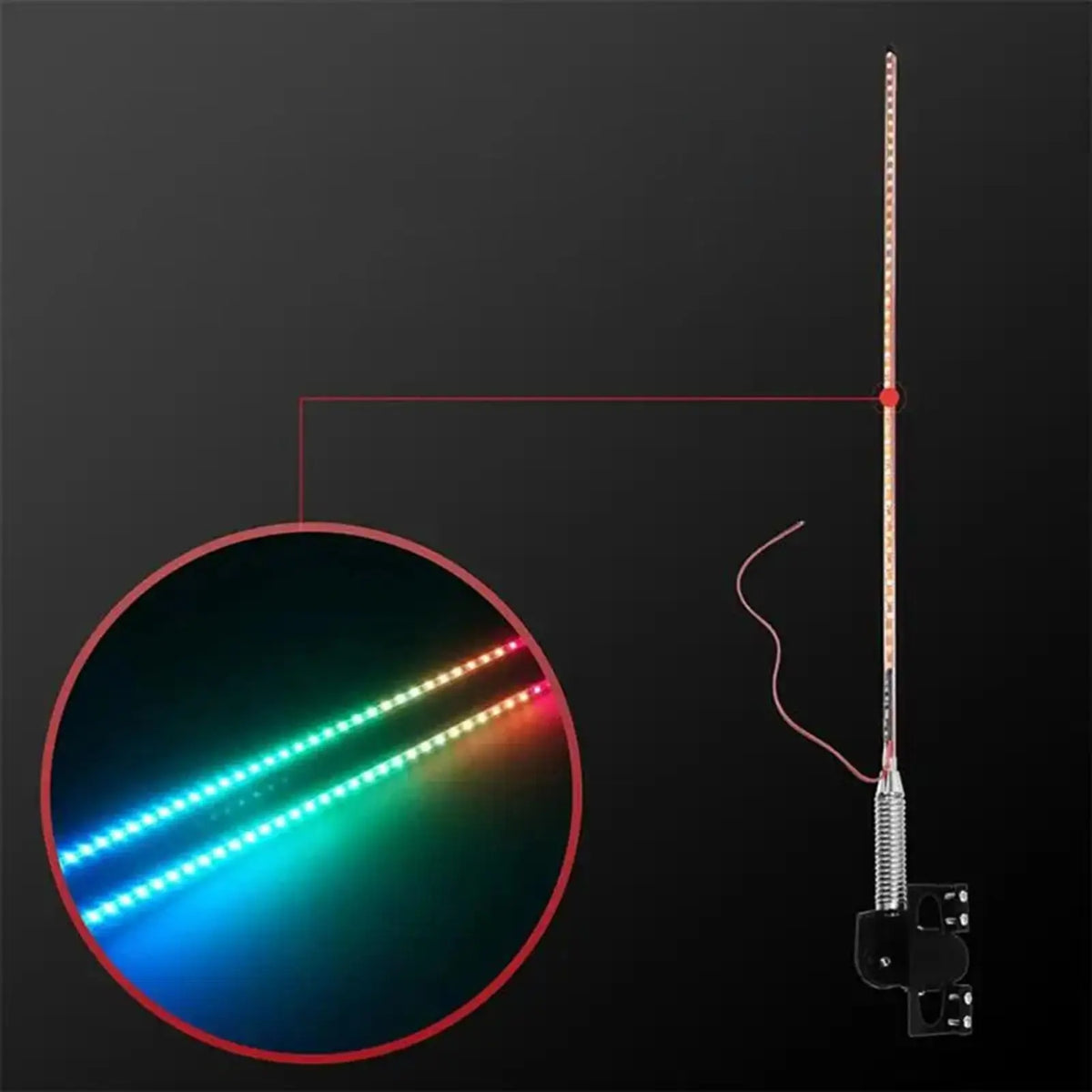 RGB Antenna Flash Light – Waterproof LED Car Light 12-24V RGB Car Antenna Light Qme