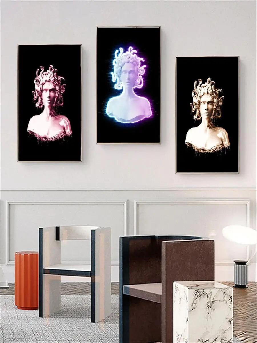 Modern Medusa Graffiti Canvas Print – Colorful Wall Art Poster Canvas Wall Art Qst