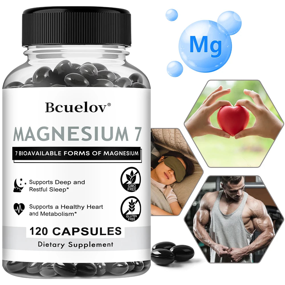 Magnesium 7 Complex Capsules – 7-Form Blend + Vitamin B6, Vegan Magnesium Supplement Qst