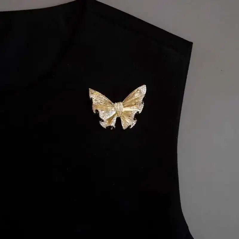 French Retro Butterfly Jasmine Brooch Pin | Elegant Gold Jewelry Brooch Pin Qme