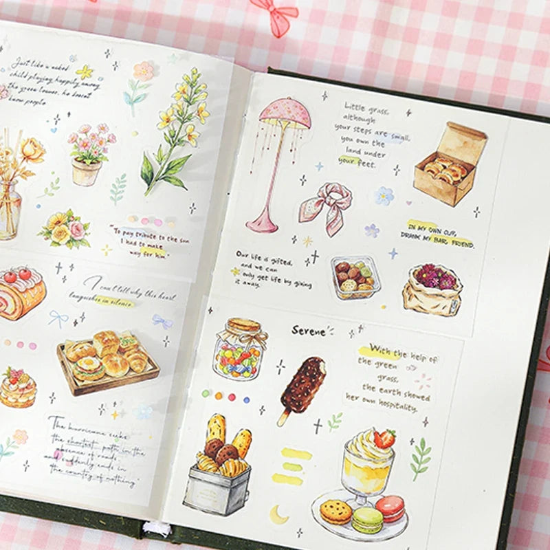 Vintage Pre-Cut Food & Floral Sticker Book – Junk Journal Decorative Sticker Book Qme