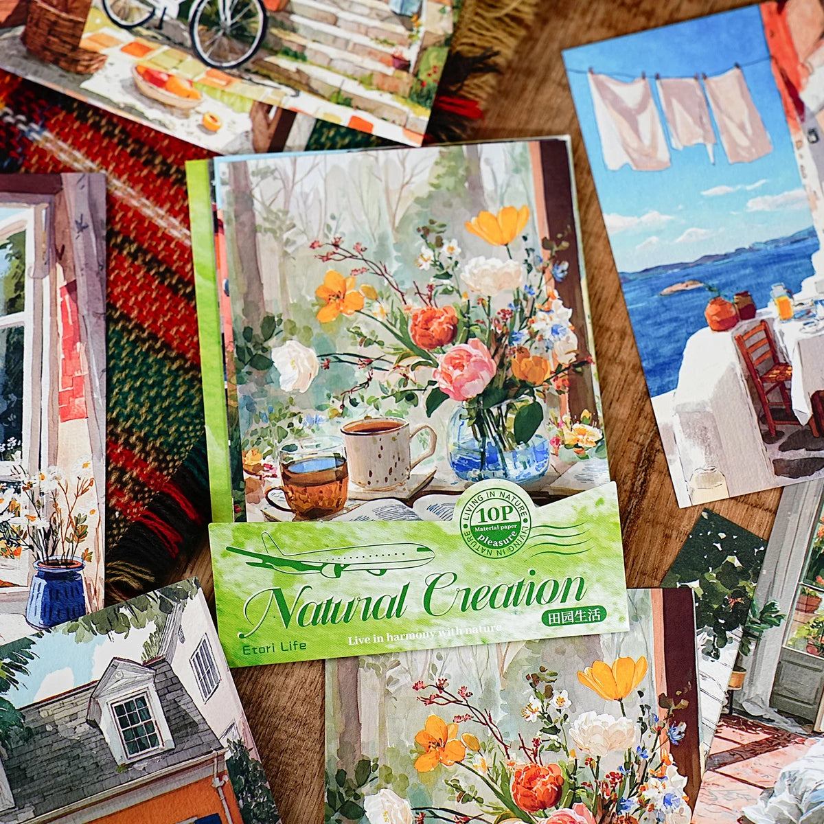 Landscape Theme Sticker Cards | Natural Creation Series, 6 Colors Decorative Sticker Cards Qme