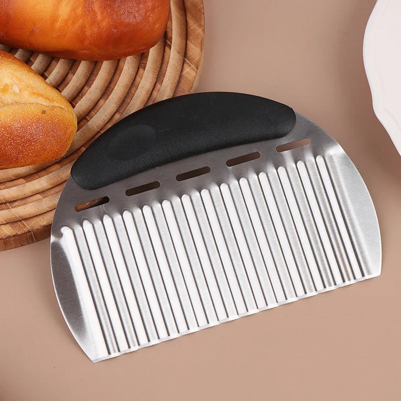 Stainless Steel Wavy Potato Chip & French Fry Cutter Vegetable Slicer Qme