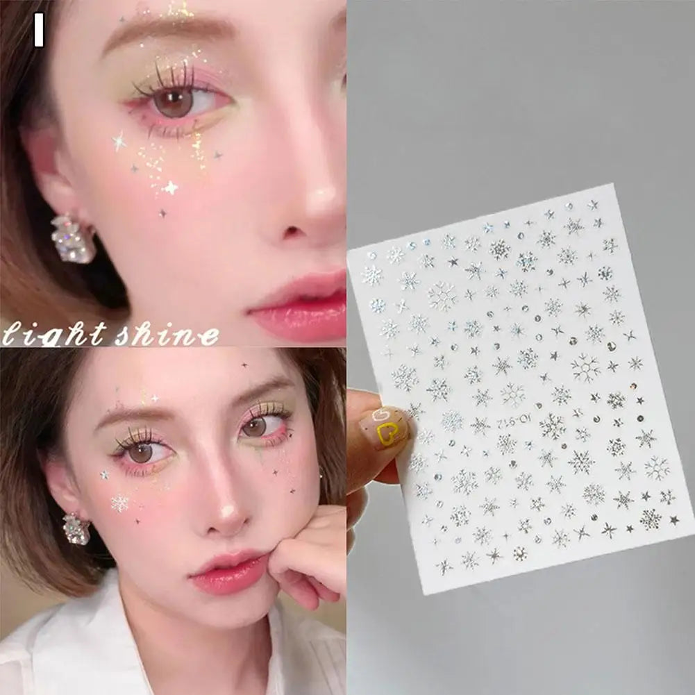 5D Christmas Snowflake Face & Eye Makeup Stickers | 12 Colors Eye Makeup Stickers Qme I CN