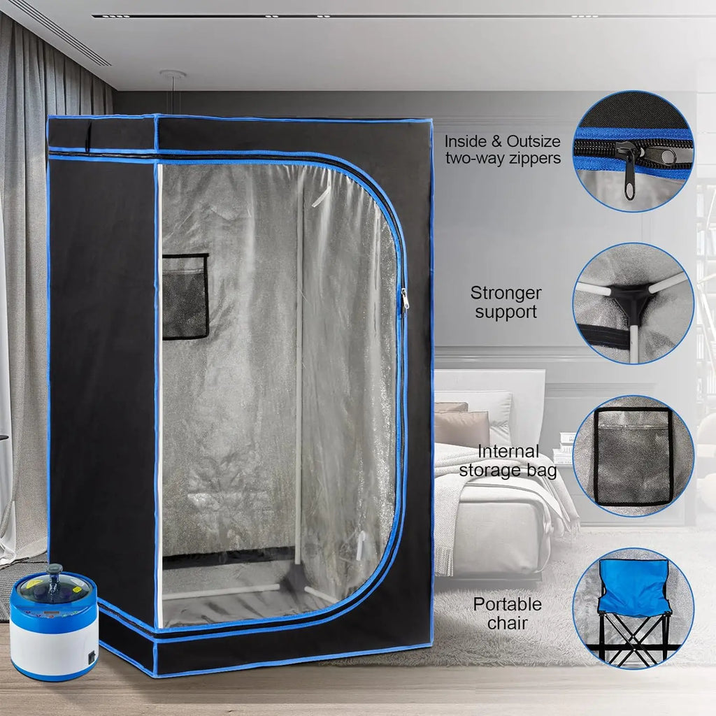 Portable Full Body Steam Sauna Spa – 4L 1500W with Chair Portable Steam Sauna Qst