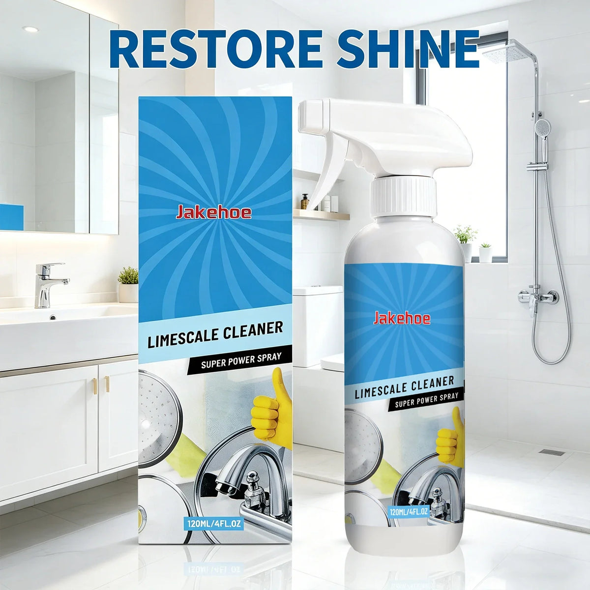 Scale & Hard Water Stain Remover Spray 120ml | No-Scrub Cleaning Spray Qme