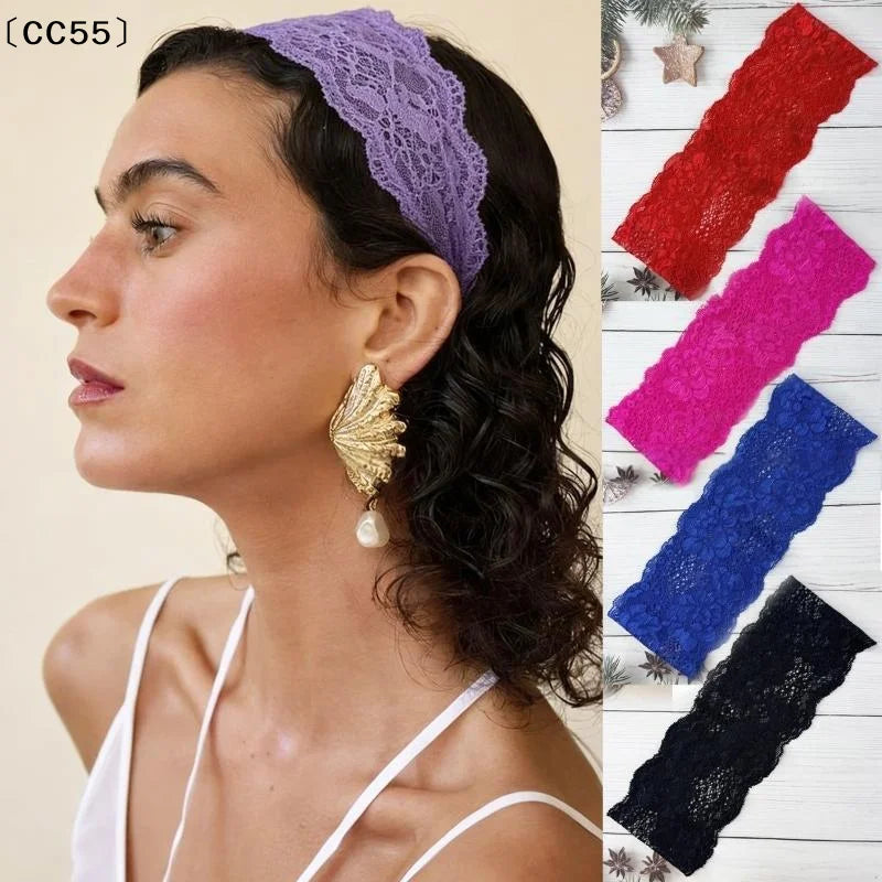 Lace Floral Wide Headband – Soft Elastic Hair Wrap for Women Lace Hair Headband Qst