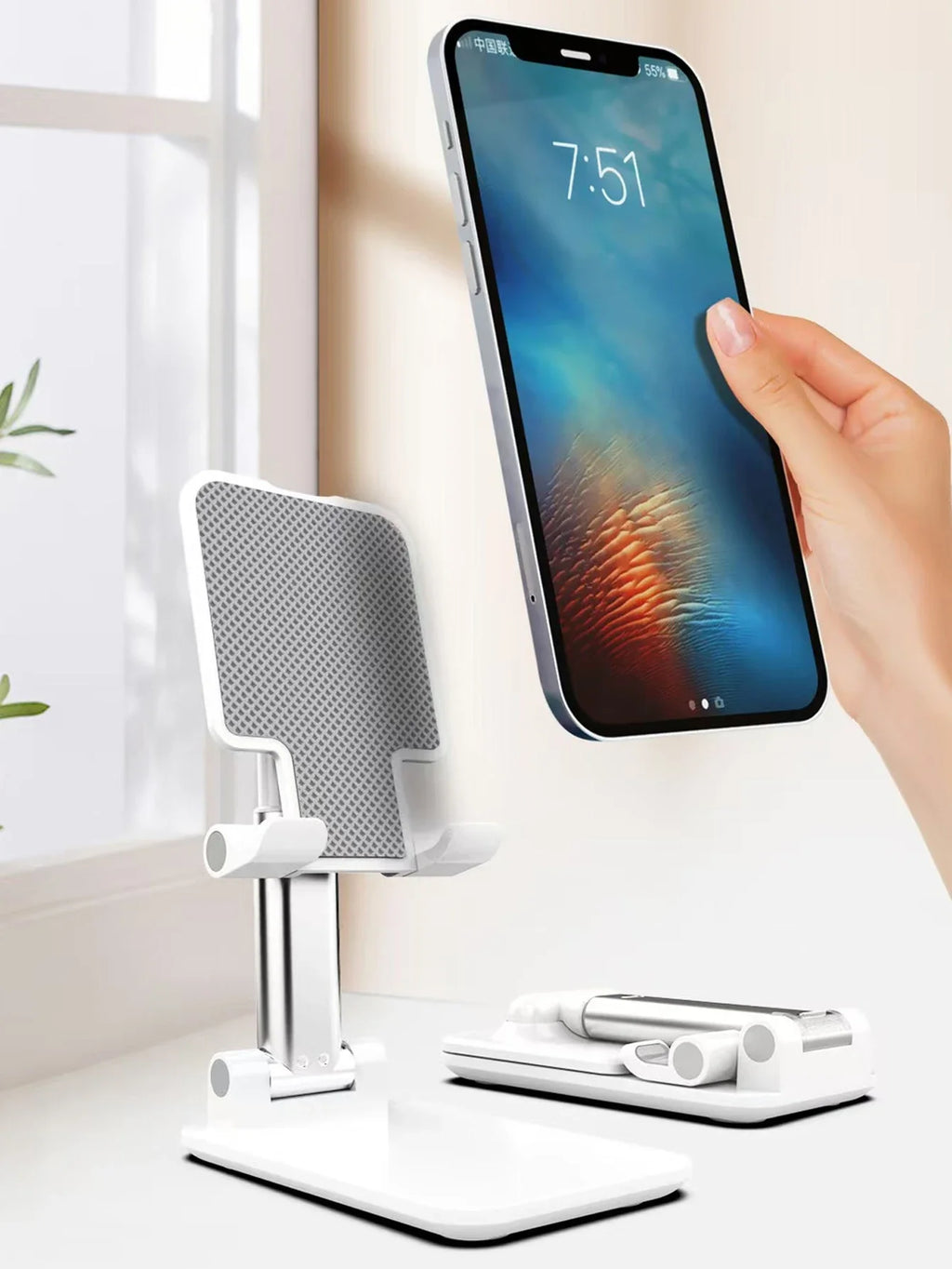 Rotating Foldable Phone Holder – Adjustable Desktop Stand Phone Stand Qme