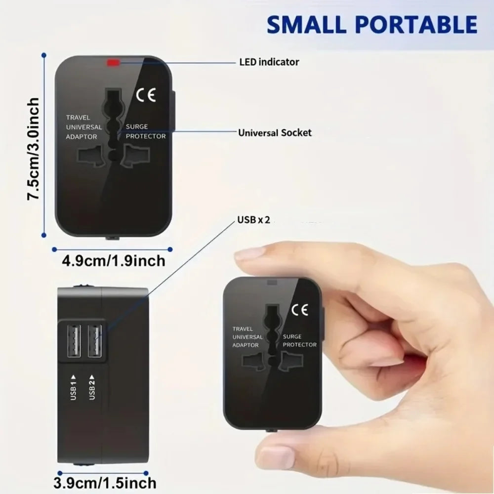 Universal Travel Adapter Dual USB-C & USB-A – UK EU US AU Universal Travel Adapter Qme